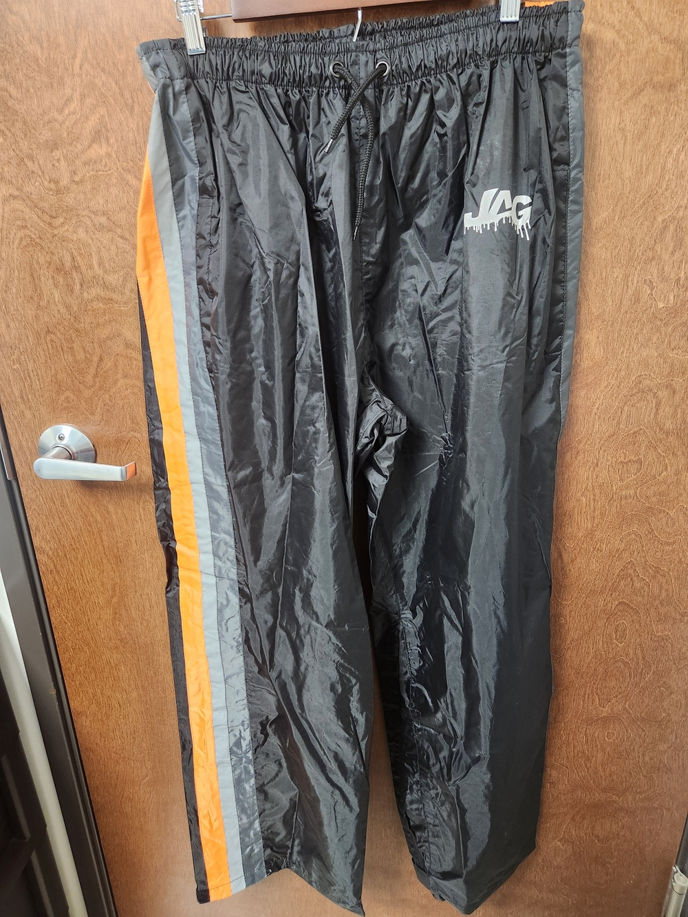 Jag Motorcycle Rain Pants with Orange & Gray Reflective Side Stripes